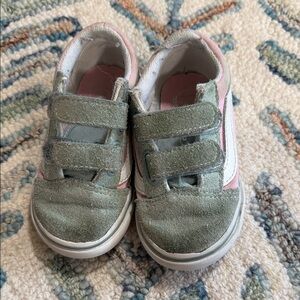 Vans Kids Sneakers with Green and Pink Velcro